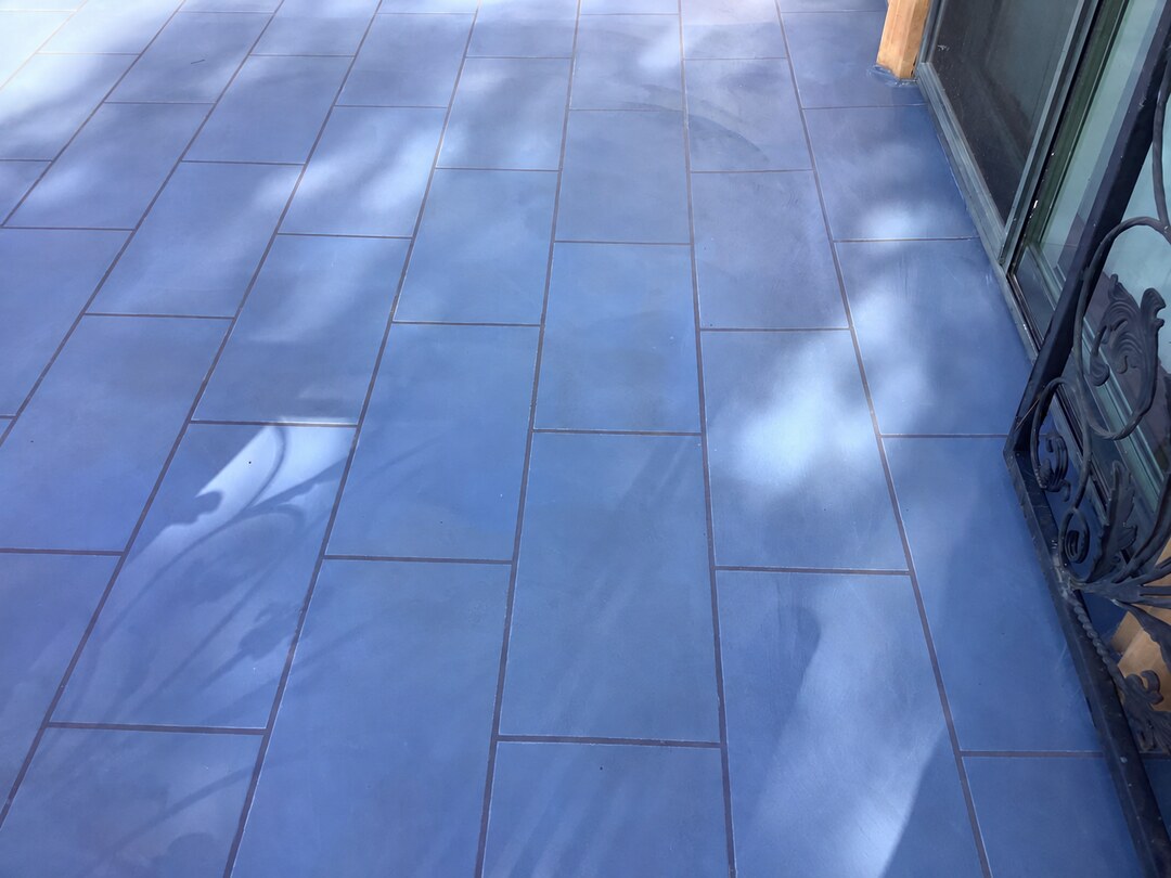 Blue-gray ashlar layout completed by California Decking & Waterproofing